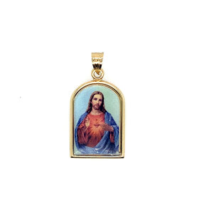 77386 14K YELLOW GOLD ENAMELED JESUS CHRIST CHARM