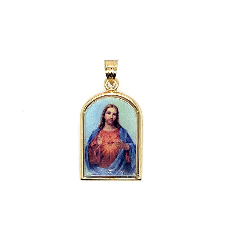 77386 14K YELLOW GOLD ENAMELED JESUS CHRIST CHARM