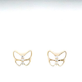 31516 14K YELLOW GOLD  ENAMELED BUTTERFLY STUDS