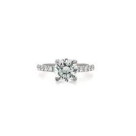 40447 18K WHITE GOLD 1.52CT I SI2 ROUND CENTER .50TCW DIAMOND HIDDEN HALO ENGAGEMENT RING