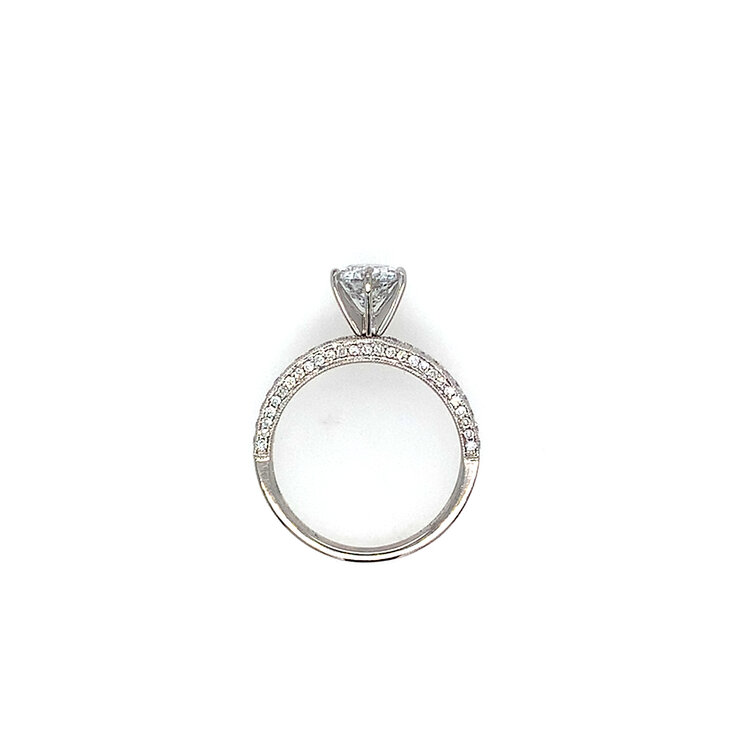 40447 18K WHITE GOLD 1.52CT I SI2 ROUND CENTER .50TCW DIAMOND HIDDEN HALO ENGAGEMENT RING