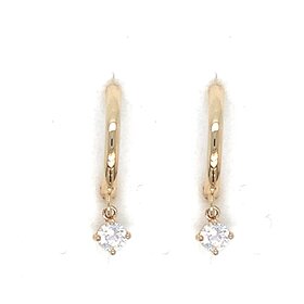 31517 14K YELLOW GOLD HANGING CUBIC ZIRCONIA HUGGIES