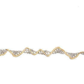 20427 14K TWO TONE DIAMOND CUT BEADED FANCY WAVED DESIGN BRACELET