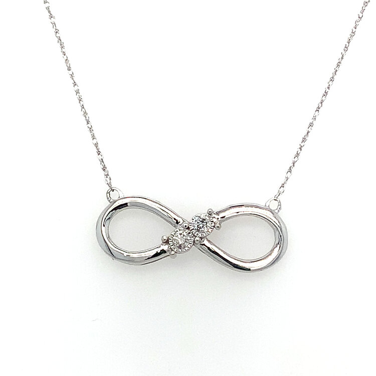 70601 10K WHITE GOLD DIAMOND MIRACLE SET CENTER INFINITY NECKLACE