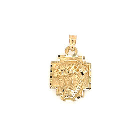 77845 14K YELLOW GOLD DIAMOND CUT .75" CHRIST HEAD MEDAL