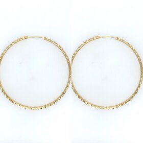 31519 10K YELLOW GOLD DIAMOND CUT 2" ENDLESS HOOPS