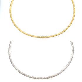 60202 14K TWO TONE REVERSIBLE SPARKLE OMEGA NECKLACE