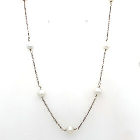 60204 14K WHITE GOLD 14" WITH PEARLS BY THE YARD CHOKER NECKLACE