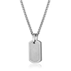 SP129 ITALGEM S.STEEL MATTE-POLISHED DOGTAG 22"-NECKLACE