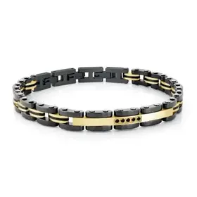 SMB566 ITALGEM GOLD-IP-S.STEEL BLACK-CERAMIC BLACK-CZ 7.5+0.5+0.5"-BRACELET