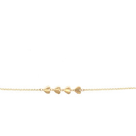 20438 14K YELLOW GOLD HIGH POLISH FOUR HEARTS BRACELET