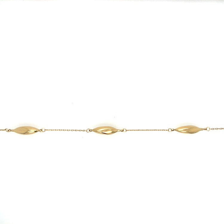 20431 14K YELLOW GOLD MARQUISE SHAPED BEANS BRACELET