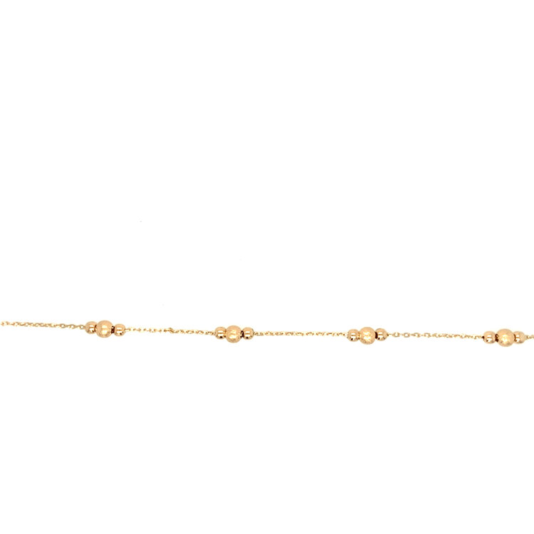 20430 14K YELLOW GOLD LASER FINISH AND HIGH POLISH BEADED BRACELET