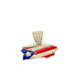78147 14K YELLOW GOLD PUERTO RICO CUBIC ZIRCONIA ENAMEL CHARM