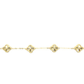 80157 STERLING SILVER GOLD PLATED 8.8MM SUNBURST 5 CLOVER BRACELET