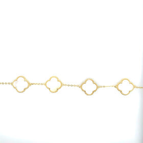 80156 STERLING SILVER GOLD PLATED 12MM MOTHER OF PEARL 5 CLOVER BRACELET