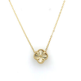 80155 STERLING SILVER GOLD PLATED 10MM SUNBURST CLOVER 16" + 2" EXT. PENDANT