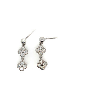 80162 STERLING SILVER 1.18CT LAB GROWN DIAMOND DOUBLE DROP CLOVER STUDS