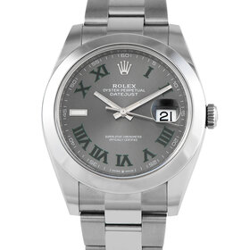 10047 ROLEX OYSTER PERPETUAL DATEJUST SILVER WIMBLEDON DIAL STAINLESS STEEL OYSTER BAND 126300 41MM PRE-OWN