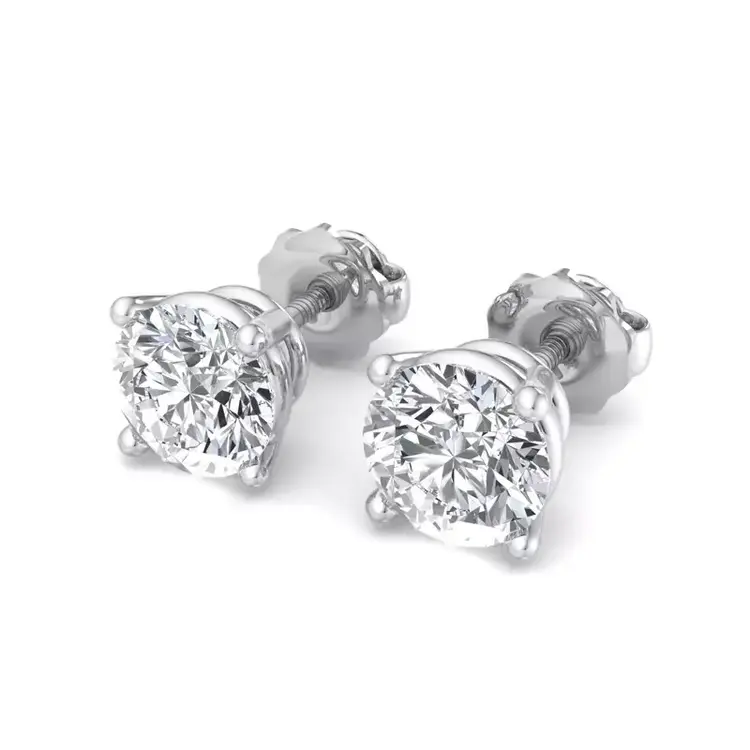 31522 14K WHITE GOLD .22TCW DIAMOND ROUND SCREW BACK STUDS