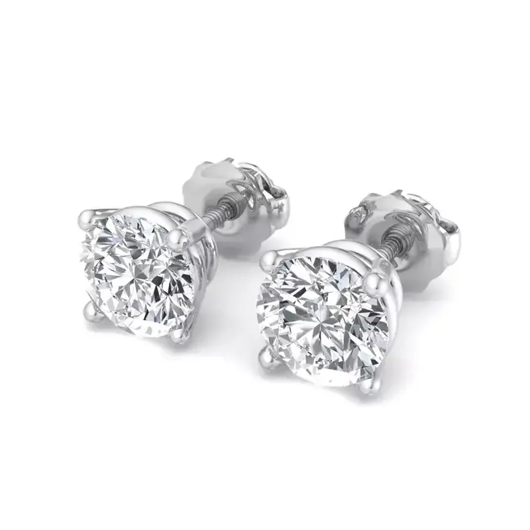 31524 14K WHITE GOLD .38TCW DIAMOND ROUND SCREW BACK STUDS
