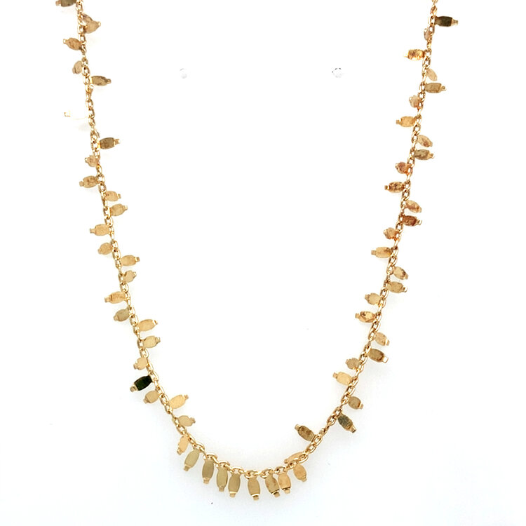 80163 STERLING SILVER GOLD PLATED 15"STAGGERED HIGH POLISHED BAR NECKLACE