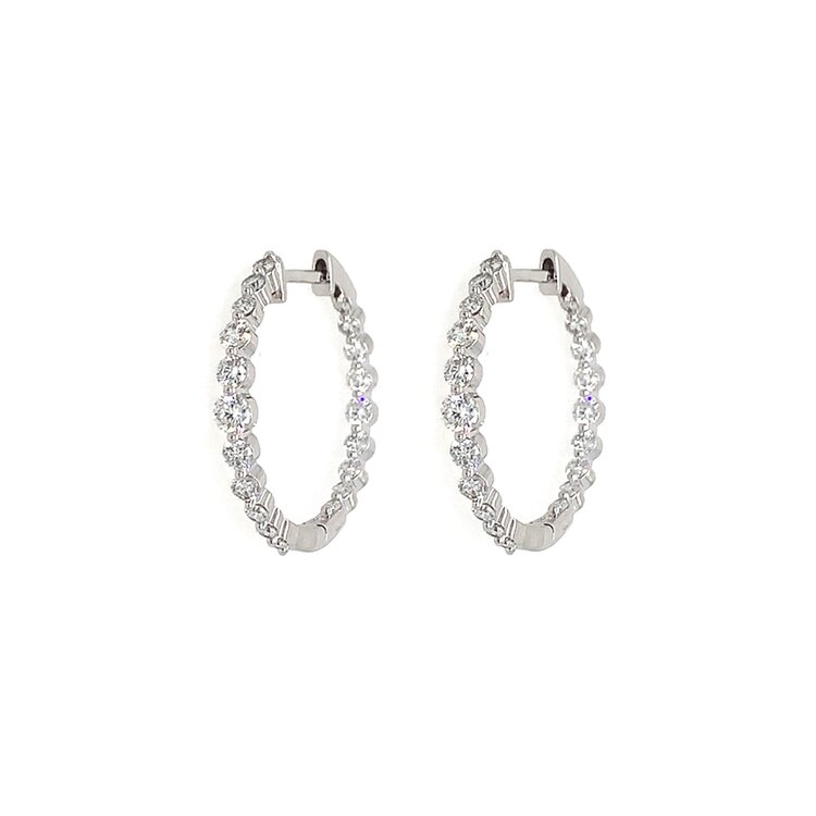 31531 14K WHITE GOLD 2CT LAB GROWN DIAMOND TAPERED INSIDE OUT HOOPS