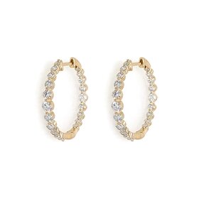 31530 14K YELLOW GOLD 2CT LAB GROWN DIAMOND TAPERED INSIDE OUT HOOPS