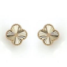 31537 14K YELLOW GOLD 12MM STARBURST CLOVER STUDS