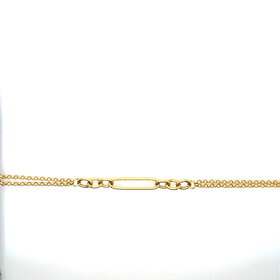 20440 14K YELLOW GOLD DOUBLE ROLO LINK WITH PAPERCLIP CENTER BRACELET