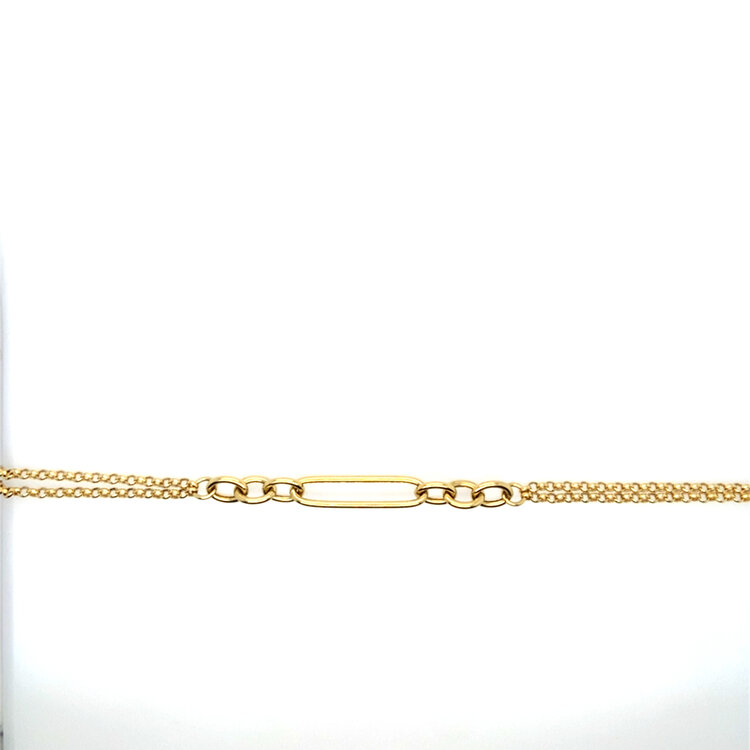 20440 14K YELLOW GOLD DOUBLE ROLO LINK WITH PAPERCLIP CENTER BRACELET