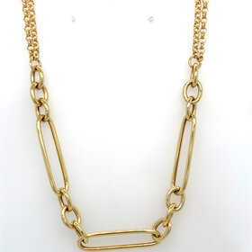 60208 14K YELLOW GOLD 24" DOUBLE ROLO WITH PAPERCLIP NECKLACE