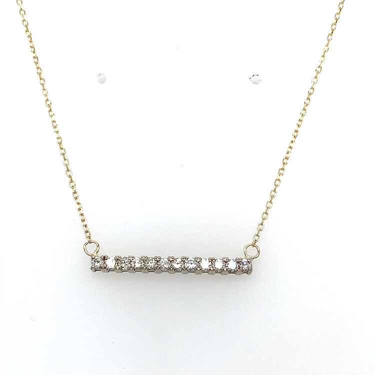 60206 14K TWO TONE GOLD .36CTW DIAMOND BAR NECKPIECE