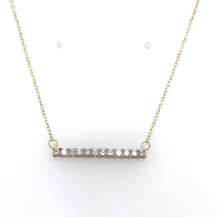 60206 14K TWO TONE GOLD .36CTW DIAMOND BAR NECKPIECE