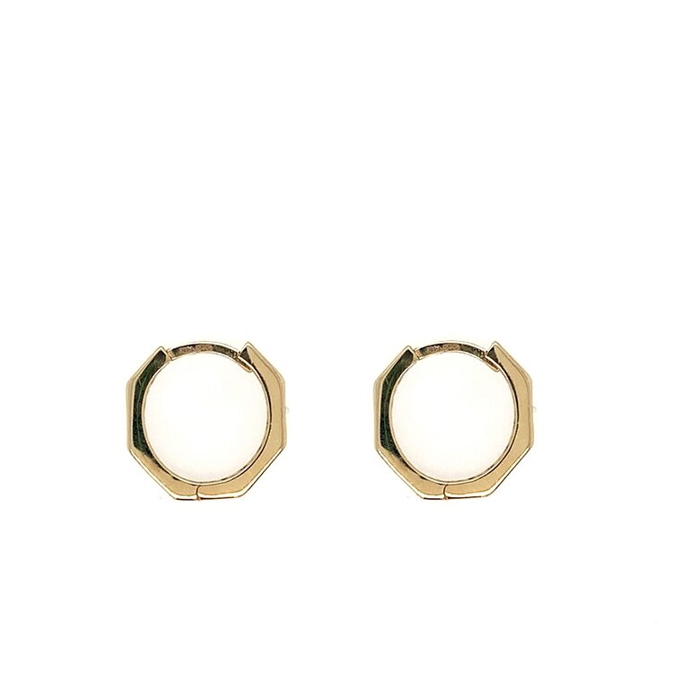 31538 14K YELLOW GOLD OCTAGON SHAPE HIGH POLISHED HUGGIES