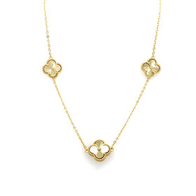 80164 STERLING SILVER GOLD 12.25MM PLATED DIAMOND CUT MULTI CLOVER NECKPIECE