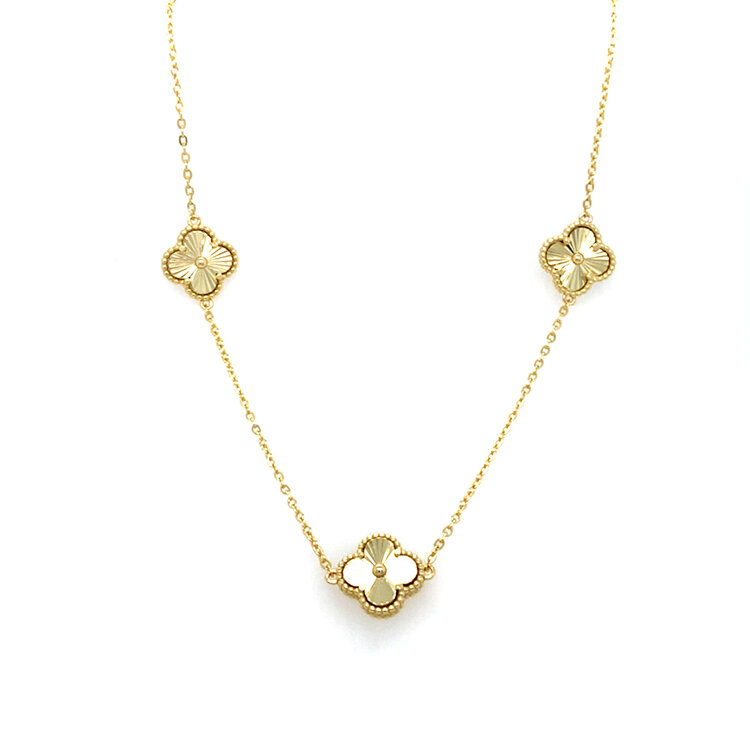 80164 STERLING SILVER GOLD 12.25MM PLATED DIAMOND CUT MULTI CLOVER NECKPIECE