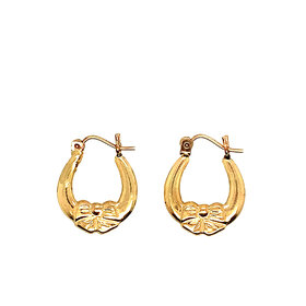 31543 14K YELLOW GOLD CHILDRENS HOOPS WITH BOW BOTTOM