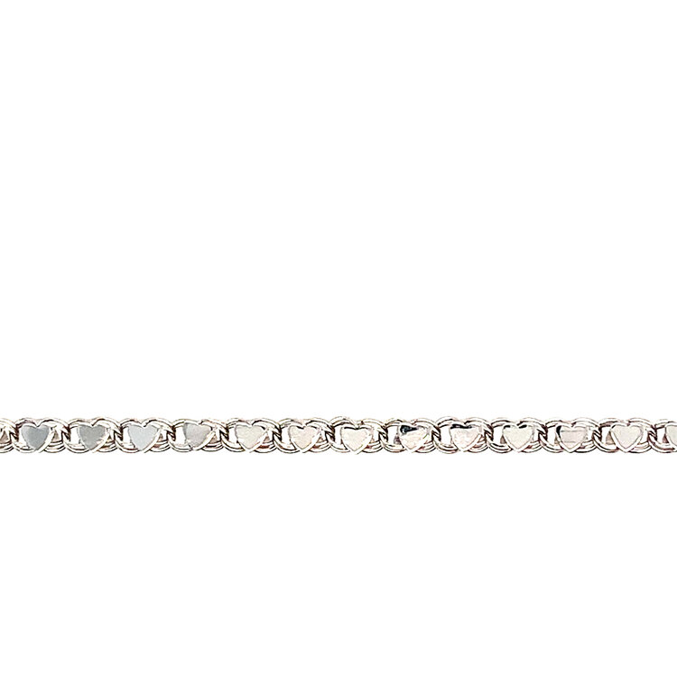20219 14K WHITE GOLD 6" HEART MIRROR LINK BABY BRACELET