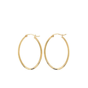 31555 14K YELLOW GOLD HIGH POLISHED OBLONG TUBED HOOPS