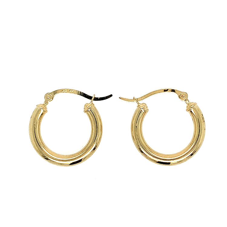31557 14K YELLOW GOLD HIGH POLISHED .75" TUBED HOOPS