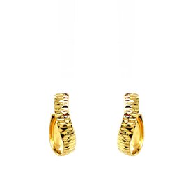 31558 14K YELLOW GOLD DIAMOND CUT CURVED HOOK STUDS