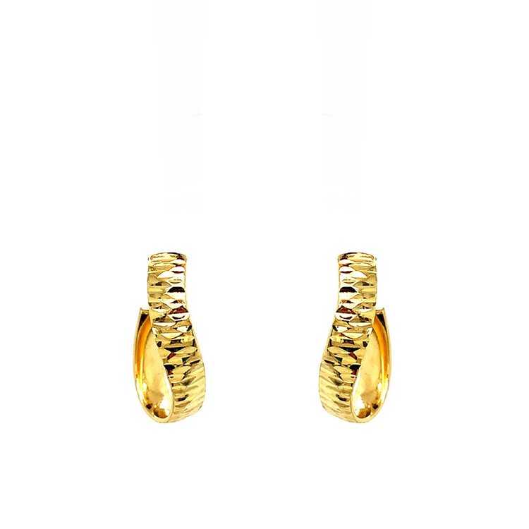 31558 14K YELLOW GOLD DIAMOND CUT CURVED HOOK STUDS