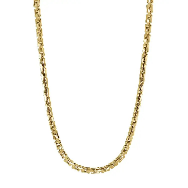 SYN87 ITALGEM GOLD-IP-S.STEEL 5MM-BAMBOO-LINK 22"-CHAIN