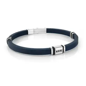 SBR6-BLUE ITALGEM STAINLESS STEEL BLACK-CZ BLUE-SILICONE ADJUSTABLE BRACELET