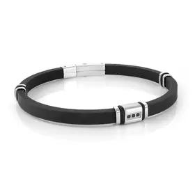 SBR6-BLACK ITALGEM STAINLESS STEEL BLACK-CZ BLACK-SILICONE ADJUSTABLE BRACELET