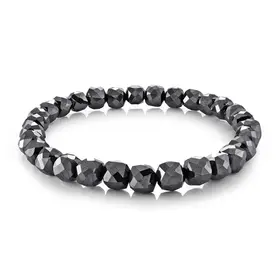 BB-390-S ITALGEM HEMATITE 7MM-BEADS 8.25"-STRETCH-BRACELET