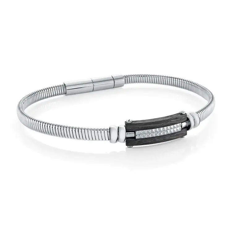SMB725 ITALGEM STAINLESS STEEL CARBON-FIBRE-PLATE 7.5+0.5+0.5"-BRACELET