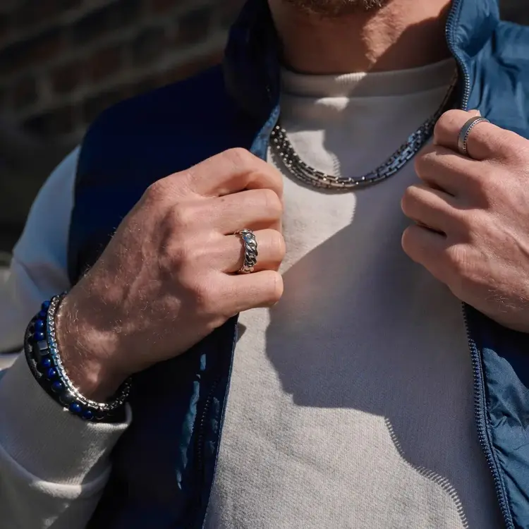 SMR70-11 ITALGEM STAINLESS STEEL 8MM-CURBAN-RING SIZE-11