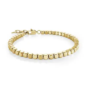 SMB697 ITALGEM GOLD-IP-STAINLESS STEEL CUBIC-SHAPED 7.7+1"-BRACELET
